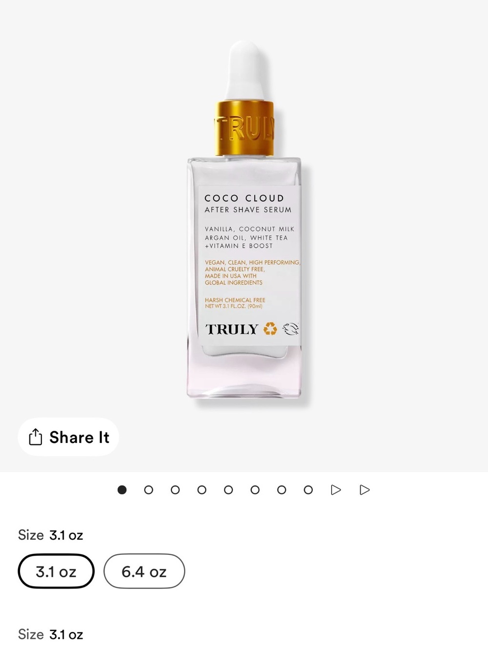 TRULY Coco Cloud After Shave Serum — White & Gold
